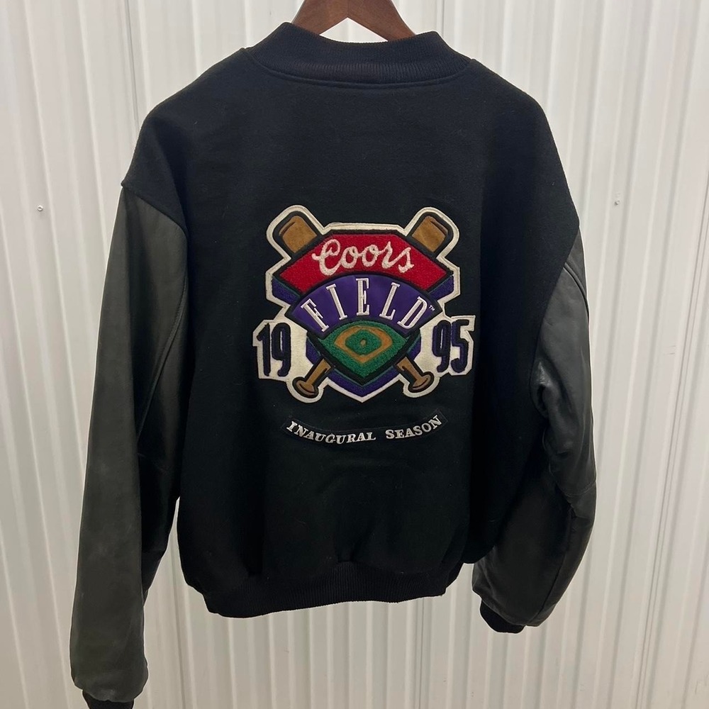 Vintage Golden Bear leather Jacket Coors Field inauguration 1995 jacket XL